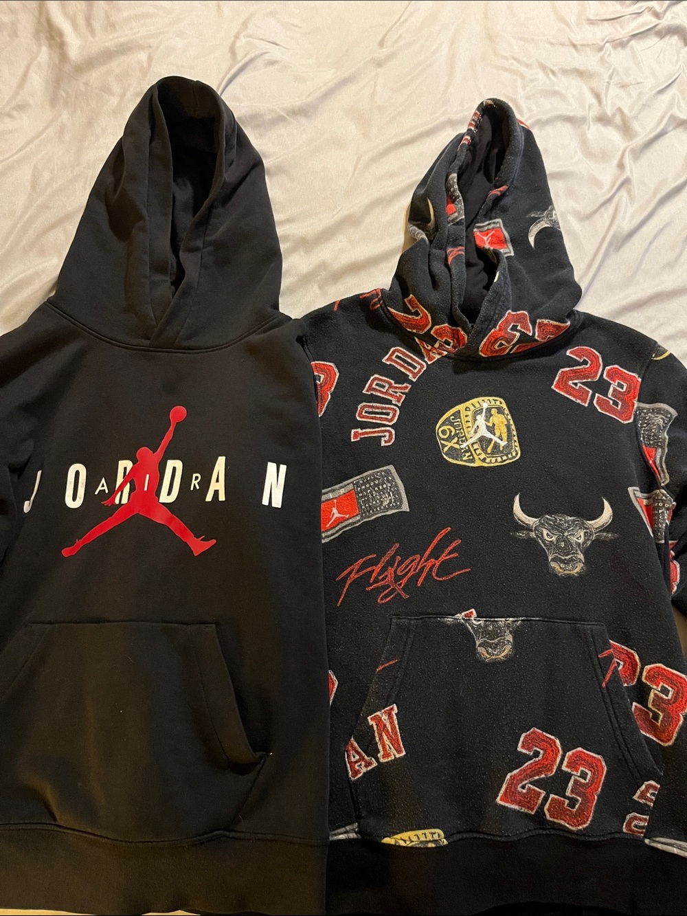 Jordan Kids Black Hoodies with Red and White Logos Medium 10-12